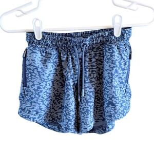 Athleta Girl Shorts Size L Athletic Drawstring Waist Blue Dotted Print Shorts